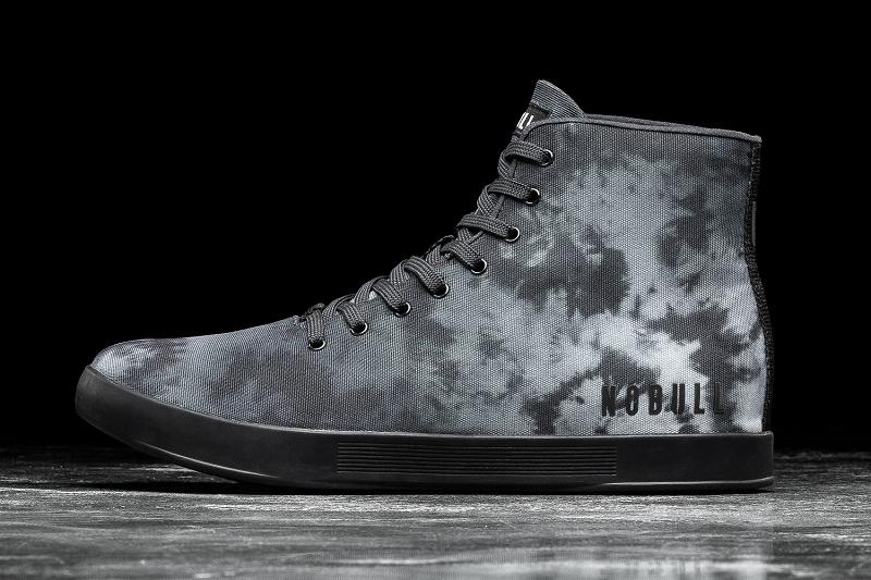 Men\'s Nobull High-Top Dark Cloud Tie-Dye Canvas Trainers Dark | SG N2183W